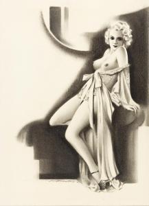 KREUTER Warner 1900-1900,Blonde Pin-up,c. 1935,Swann Galleries US 2021-06-24