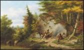 KRIEGHOFF Cornelius David 1815-1872,Huron Hunters at Big Rock,Heffel CA 2014-11-29