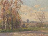 Krippendorf William 1864-1942,Impressionistic landscape, October,1935,Aspire Auction US 2017-12-09