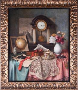 KRISCHKE Franz 1885-1960,Still life with clock,Dawson's Auctioneers GB 2020-07-30