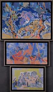 KROGH Holt 1919-1997,Paysage et personnages.,Galerie Moderne BE 2023-01-23