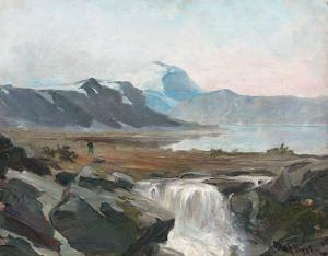 KROHN Olaf 1863-1933,Paysage lacustre,1885,Saint Germain en Laye encheres-F. Laurent FR 2014-04-13