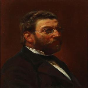 KROHN Pietro,Portrait of customs assistant Hother Vilhelm Købke,1879,Bruun Rasmussen 2015-05-18