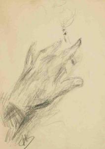 KRON Paul 1869-1936,La main du peintre à la cigarette,Ader FR 2013-01-25