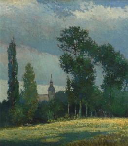 Krone Otto 1874-1957,Neoimpressionistische Landschaft,1910,Wendl DE 2018-03-01