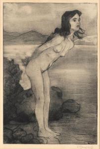 KROUGLICOFF Elizabeth 1865-1941,Jeune femme nue au bord de l\’eau,Millon & Associés FR 2020-12-16