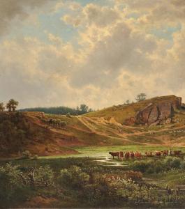 KROUPA Wenzel 1825-1895,Landscape with Cattle Watering,1881,Skinner US 2016-01-22
