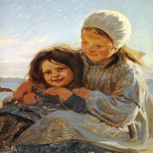 KROYER Peder Severin 1851-1909,Two little girls sitting in the sunshine,Bruun Rasmussen 2010-09-27