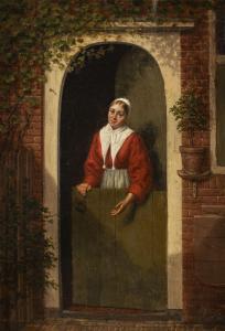 KRUGER Franz 1797-1857,Peasant woman at a stable door,Hargesheimer Kunstauktionen DE 2022-09-07