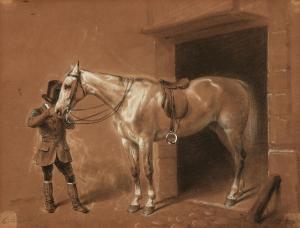 KRUGER Franz 1797-1857,Rider with Saddled Horse,1851,Lempertz DE 2022-11-19