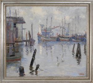 KRUPP Louis 1888-1978,Ships in a harbor,Eldred's US 2015-09-26