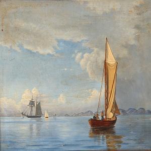 KRUSE L 1800-1800,Parti af Øresund med Kullen i baggrunden,1891,Bruun Rasmussen DK 2013-05-13