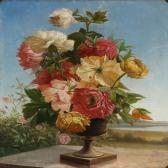 KRUSE Thorvald,A vase with colourful flowers on a stone sill,1869,Bruun Rasmussen 2015-11-09