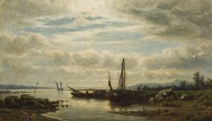 KRUSEMAN Jan Theodoor 1835-1895,Sailboats in a harbor,1861,John Moran Auctioneers US 2019-07-21