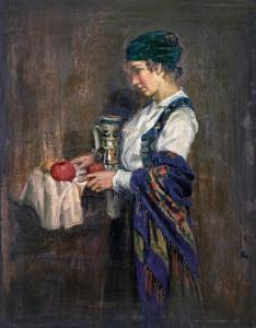 KRUSNYAK Karoly 1889-1960,Girl carrying a tray,1918,Nagyhazi galeria HU 2017-10-03