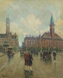 KRUUSE Hans 1893-1964,Scenery from Copenhagen Town Square,Bruun Rasmussen DK 2018-01-15
