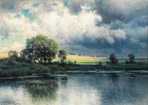 KRYSCHITSKIJ Constantin 1858-1911,A River Landscape at Dusk,1897,Palais Dorotheum AT 2023-05-02