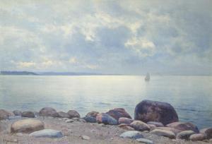 KRYSCHITSKIJ Constantin 1858-1911,Coastal Scene with Sailboat,1893,Shapiro Auctions US 2023-10-21