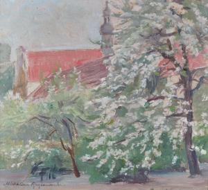 KRZYZANOWSKA Michalina 1883-1962,Pejzaż z kwitnącym drzewem.,Rempex PL 2021-06-30