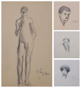 KRZYZANOWSKI Konrad 1872-1922,Postacie - 4 rysunki,Rempex PL 2024-03-06