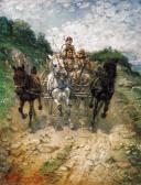 KUBANYI Lajos 1855-1912,Galloping with the Cart,Kieselbach HU 2002-12-06