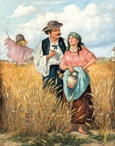 KUBANYI Lajos 1855-1912,Peasant couple,Nagyhazi galeria HU 2020-09-15