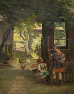 KUBEL Otto 1868-1951,Spielende Kinder im Garten,Wendl DE 2021-03-06