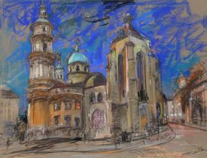 KUBIK Kamil 1930-2011,Church in Prague,1990,Ro Gallery US 2022-11-17