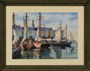 Kubitz Frederick 1900-1900,Fishing Fleet, Boston Harbor,Skinner US 2021-08-31