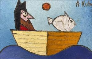 KUHN Andrzej 1929-2014,Man in a Boat with a Fish,David Duggleby Limited GB 2023-03-17