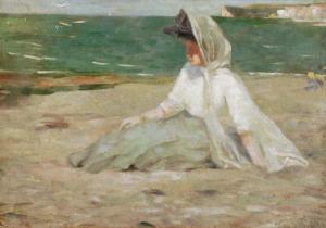 KULCZICKA Olena Lwiwni 1877-1967,Na plaży w Yport,1908,Rempex PL 2014-03-19