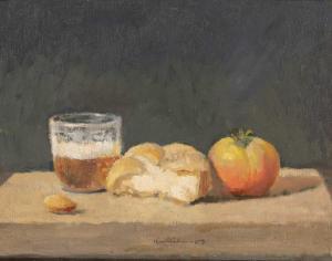 KULICKE Robert Moore 1924-2007,Almond, Glass of Beer, Bread and Tomato on a Dark,2003,William Doyle 2024-02-01