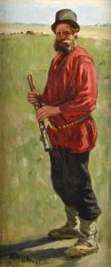 KULIKOV Ivan Semionovich 1875-1941,Uomo con flauto,1915,Galleria Pananti Casa d'Aste IT 2023-09-15