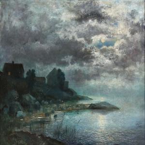 KULLBERG Isak Fredrik 1853-1917,Coastal scene in moonlight,1887,Bruun Rasmussen DK 2011-08-01