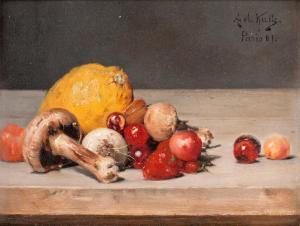 KULLE Axel 1846-1908,Still life with lemon and berries,1881,Bukowskis SE 2012-12-04