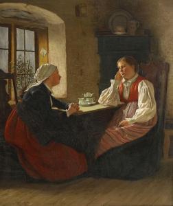 KULLE Jakob 1838-1898,Kaffestunden - allmogeinteriör,1879,Stockholms Auktionsverket SE 2012-12-04