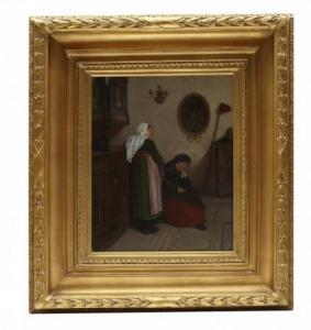 KULLE Jakob 1838-1898,Kyrkointeriör med kvinnor,1875,Uppsala Auction SE 2015-01-20