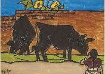 KUMAGAI Kaya,Cow-keeper, Kathmandu,1974,Mainichi Auction JP 2018-10-13