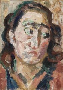 KUMAGAI Morikazu 1880-1977,Face of woman,1928,Mainichi Auction JP 2024-02-03