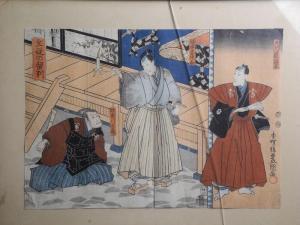 KUMI IER Toyo,Scène de théatre Kabuki,1840,Aguttes FR 2014-05-27