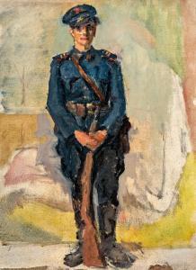 KUNFFY Lajos 1869-1962,Katona portréja,Nagyhazi galeria HU 2022-10-06