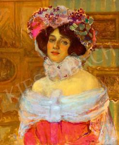 KUNFFY Lajos 1869-1962,Lady in a Floral Hat (In the Painter's Atelier),1902,Kieselbach HU 2023-05-22