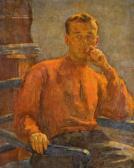 KUNFFY Lajos 1869-1962,Portrait of a man in a red shirt,1938,Nagyhazi galeria HU 2021-02-25