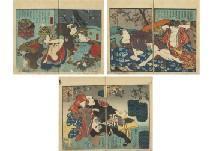 KUNIMARO Utagawa,Enshoku bidan Tsuyu no hinuma (a set of three volu,Mainichi Auction 2020-01-17