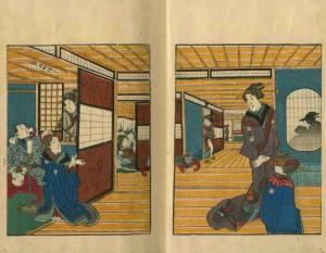 KUNIMARO Utagawa 1850-1870,Trois volumes shunga ehon Ukiyo Genji,Ader FR 2012-10-12