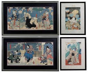 KUNISADA 1823-1880,Due scene del teatro Kabuchi ambientata in un giardino,Meeting Art IT 2018-02-25