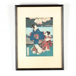 KUNISADA UTAGAWA,a geisha and her attendant stand in front of a pic,Leland Little 2018-10-13