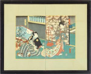KUNISADA UTAGAWA 1786-1865,A Samurai and a Lady,Susanin's US 2018-03-22
