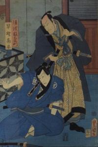 KUNISADA UTAGAWA 1786-1865,Deux oban tate-e, parties de triptyque, représenta,Rossini FR 2018-12-11