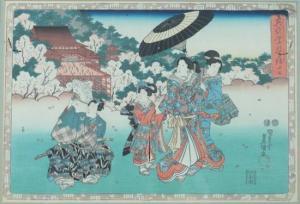 KUNISADA UTAGAWA 1786-1865,FIGURES AND LANDSCAPE,Sloans & Kenyon US 2013-01-26